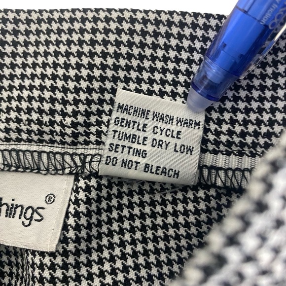 NOS Vintage Dark Academia High Waisted Black Houndstooth Trousers Pants Size 14P - Picture 4 of 14